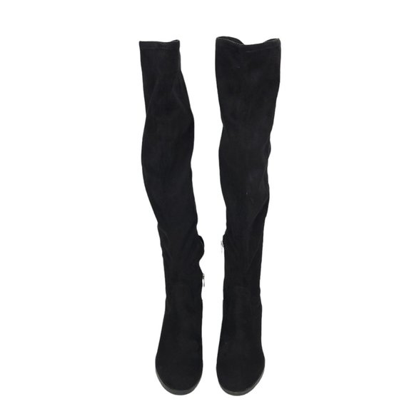 Marc Fisher Jaywalk Over The Knee Boots Womens Size 6M Faux Suede Studs Black - Picture 4 of 12